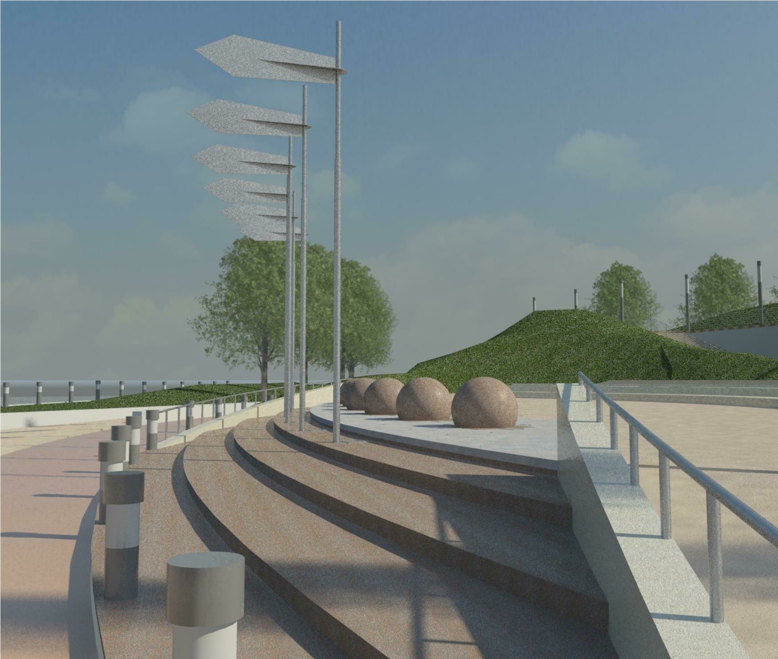 Proposed steps to the water and a legacy marker at North End Lake